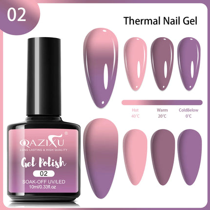 Thermal Gel Nail Polish Thermal Color Changing Gel Polish - Pink Purple Soak Off UV LED Nail Art DIY Temperature Sensitive