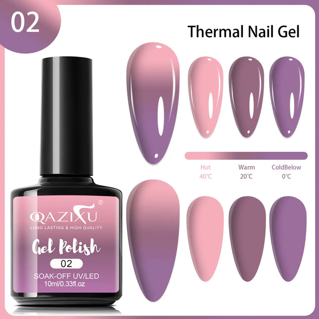 Thermal Gel Nail Polish Thermal Color Changing Gel Polish - Pink Purple Soak Off UV LED Nail Art DIY Temperature Sensitive