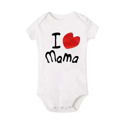 "I Love Mama & Papa" Letter Print Baby Boys Girls Romper Short Sleeve Infant Jumpsuit Clothing Newborn Costume