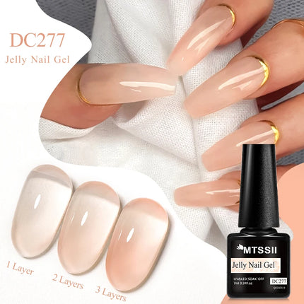Jelly Gel Nail Polish Sheer Translucent Semi Permanent Soak Off UV Gel Varnish For Summer Nails Manicure Nail Supplies DIY Decor