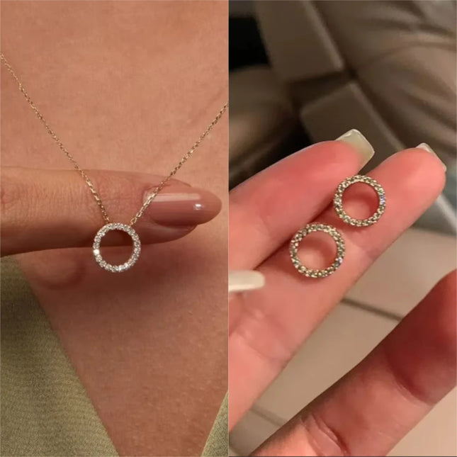 Delicate Small Circle Stud Earrings for Women Gold Color Crystal Minimalist Korean Party Summer Fashion Jewelry Accessories