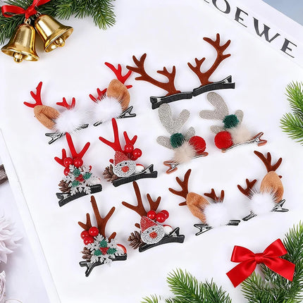 New 2Pcs Antler Christmas Hair Clips Women Girls Festival Party Sweet Headwear Accessories Children Student Hairpin Decoration