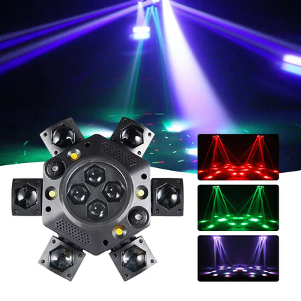 150W Six Arms Moving Head Light Beam Laser Strobe Effect DMX Sound Control DJ Disco Party Wedding KTV Bar Club Stage Light