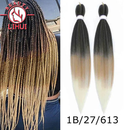 30" Ombre Brown Pre Stretched Braiding Hair YAKI Straight Jumbo Braids Hair Extensions Synthetic Bulk Hair Wholesale Fake Hair