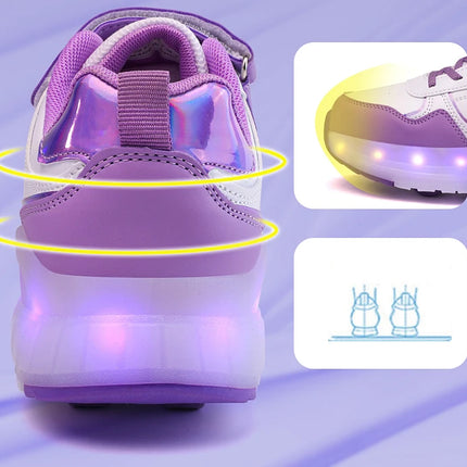 Luminous Roller Skate Shoes Wheels Removeable Sneakers Kids Roller Shoes USB Charge Light Up Sport Skate Board Shoes Boys Girls