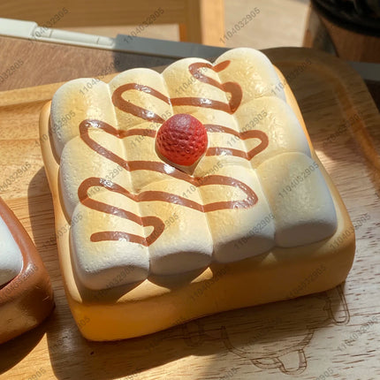 Mousse Cake Squishy Toy Slow Rising Brown Sugar Mousse Square Cake Slow Rebound Squeeze Toy Anti Stress Release Hand Relax Gift