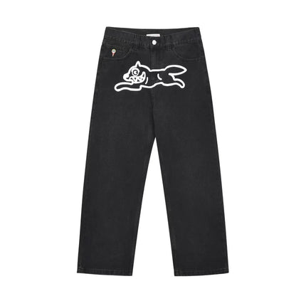 2026 Classic Printed Men Straight Denim Pants Loose Fit YKK Zipper Casual Denim Jeans Pants Trousers