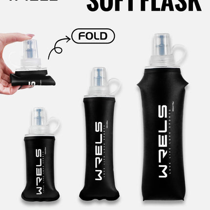 WRELS Water Bottle TPU Folding Soft Flask Outdoor Sport Water Bag Collapsible Water Bottle 500ml For Running Camping BPA Free