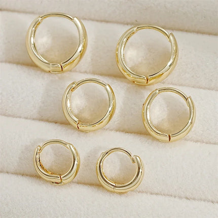 3Pairs Set Fashion Stainless Steel Crystal Oval Huggie Hoop Earrings for Women 18K Gold Plated Dangle Hoop Earring Punk Jewelry