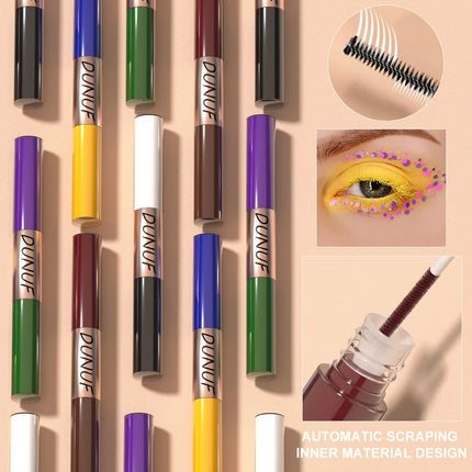 Slender Double-head Colored Mascara Curl Thick Lash Eyelash Extension Lengthening Waterproof Yellow Red Brown Fine Brush Mascara