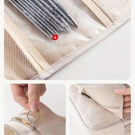 Large Capacity Portable Waterproof Travel Toiletry Bag with Handheld Hook Makeup Storage Bag Dry Wet Separation Cubic Shape