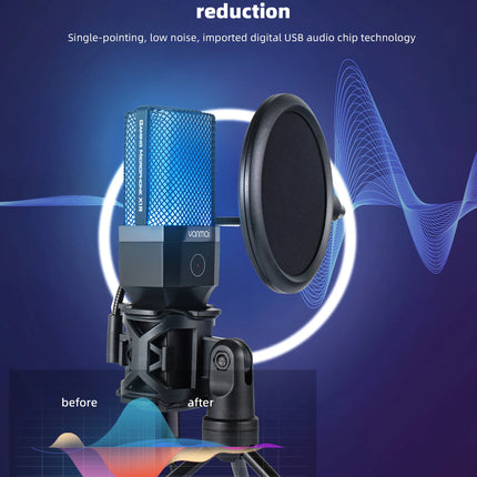 Gaming Computer Professional Condenser Microphone Mic PC Laptop USB Wired Live Streaming Podcast Studio Mike Kit Gamer Karaoke