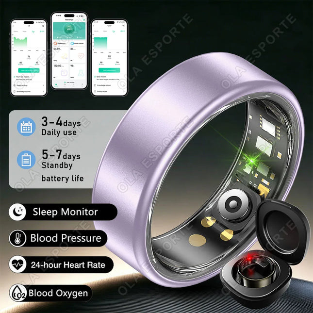 New Blood Pressure Sleep Health Monitor Smart Ring Sport Remote Camera smartring IP68 Waterproof Care for family Rings Men Women