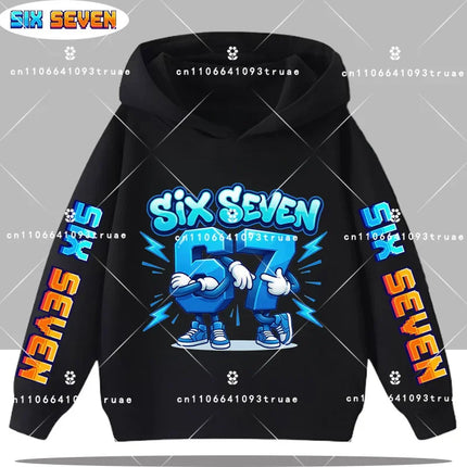 Autumn Children's Comfortable Hoodies 67 Six Seven Digit Print Kid Cute Fleece Sweatshirt Boys Girls Casual Fashion Sport Hooded