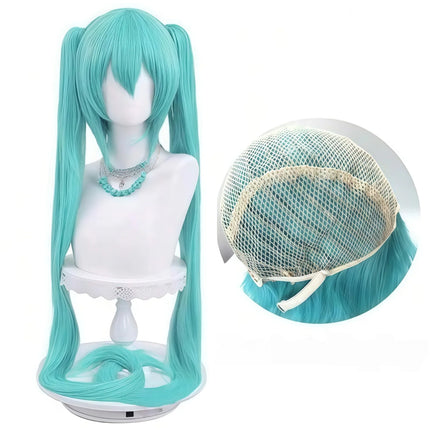Long Synthetic Fiber Wig in Green Anime Style Suitable for Daily Wear, Birthdays, Heat-Resistant Fiber, Role-Playing