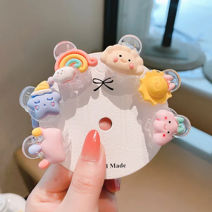 6PCS/Set Kids Cartoon Cute Hair Claw Mini Korean Princess Girl Hair Clips Kids Bangs Clips Headwear for Girl
