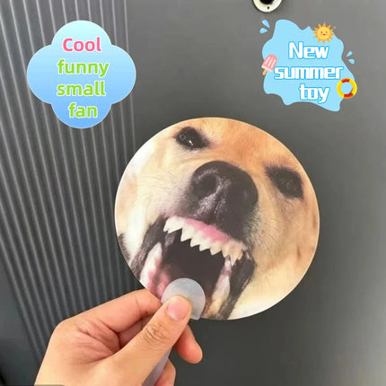 New Creative Rhubarb Dog Called Two-Change Expression Raster Fan Summer Portable Wacky Big Dog Called Handheld Cool Fan