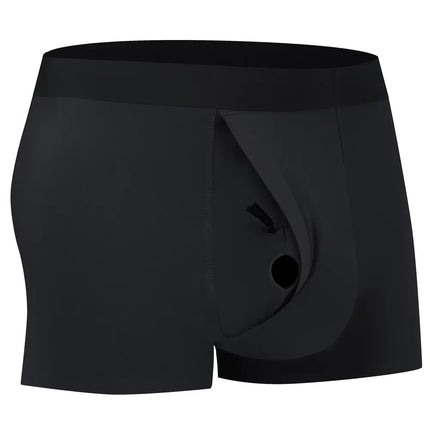 Men's Breathable Underwear Front Open Hole with Adjustable Ring Sheath Boxers Foreskin Long Therapy Enhanced Man Boxers Briefs