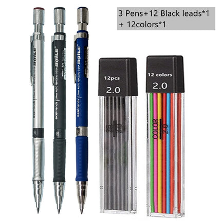 2.0mm Mechanical Pencil With Black/Color Lead Refill Automatic Pencil Art Drawing Painting Sketching School & Office Stationery