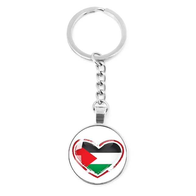Personalized Art Patterns  Palestine Nation Flag Emblem 25mm Glass Cabohcon Keychain Key Rings for Women Men Jewelry Gift