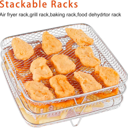 Air Fryer Rack for Ninja Dual 3pcs Layered Stainless Steel Grilling Rack Rectangle Hot Airfryer Basket Tray Accessories