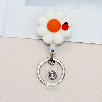 1pcs New Resin Flowers Retractable Nurse Badge Reel Cute Floral Girls Students Doctor ID Card Holder Keys Lanyard
