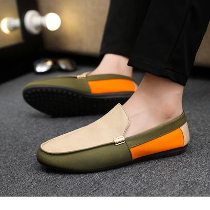 2025 Spring/Autumn New Arrivals: Fashionable Men's Shoes Large Colour Block Patchwork Loafers Versatile Stylish  Student Shoes