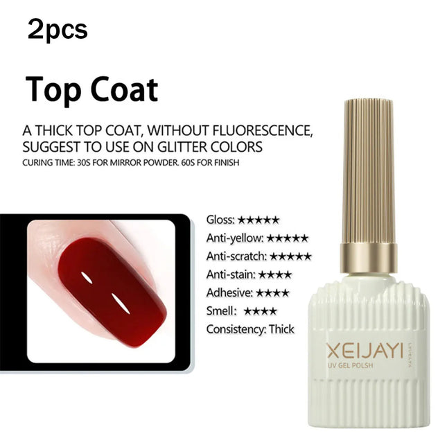 XEIJAYI Base Gel Super Top Coat Manicure Matte Top Coat Semi Permanent Soak Off UV Gel Varnish 15ml