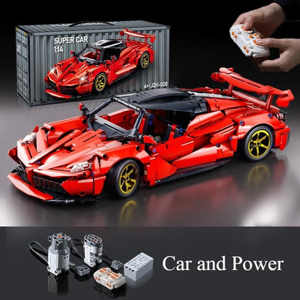 1:14 Red building block sports car RC toy, car building block toy, birthday gift, sports car model DIY, children's gift