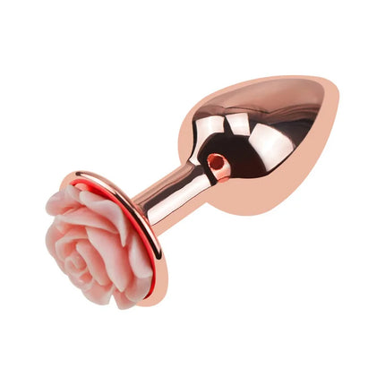 Metal Anal Plug with Rose Flower Base, Stainless Steel Butt Plug for Beginners, Petite Rose Butt Jewelry Adult Sex Toy