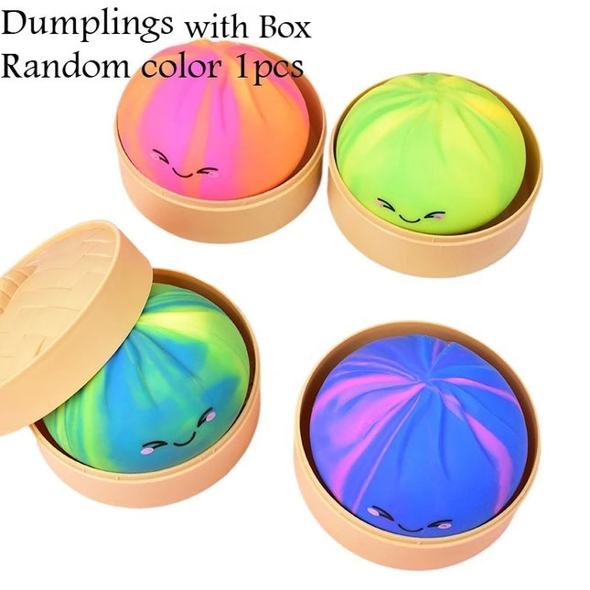 Cute Dumpling Bao Bun Squishy Toy, Soft TPR Stress Relief Fidget Pack, Anti-Anxiety Sensory Toy for Adults & Kids Squeeze Gifts