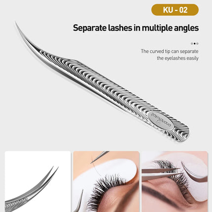 SAKURAHANA Anti-Static Eyelash Tweezers Professional High Precision Volume Extension Stainless Steel Anti-slip Makeup Tool