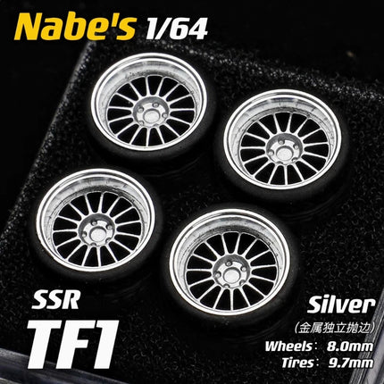 Nabes Chika 1/64 21A/21C/Vsxx/TF1 8.9/9.7mm Car Modified Wheel Hub Rubber Tires Resin Wheels Suitable for 1:64 Static Model Cars