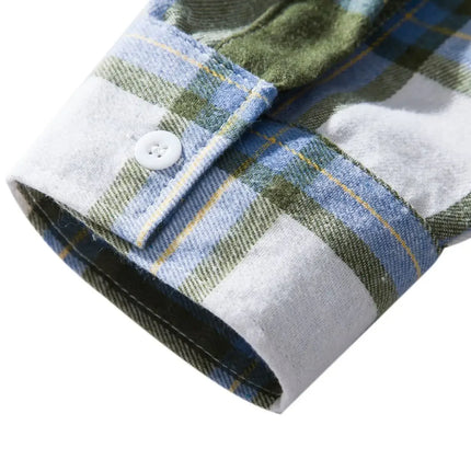 Autumn Hot Sale Of The Season Men's Plaid Hooded Casual Shirt Independent Station Cross-Border Checkered Hoodie Style Floral Patchwork