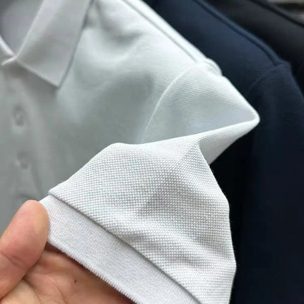 100% pure cotton fashionable men's short sleeve polo shirt 2025 summer  golf casual top high-end brand embroidered design Tshirt