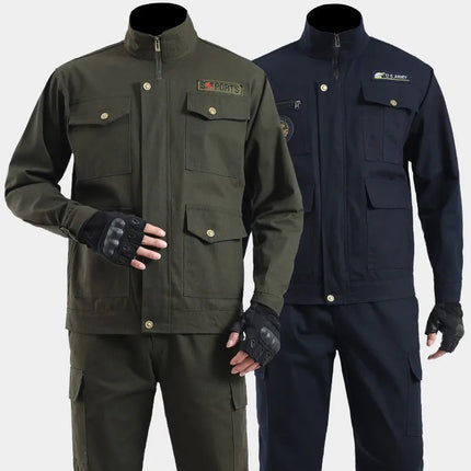 Thickened Work Uniform Set for Men Spring Autumn Auto Repair Welding Heat Resistant Wearable Labor Protection Clothing for Co...