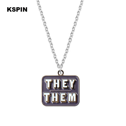 Pronouns Enamel Pins THEY THEM  SHE HER HE HIM Lapel Pins Badges Brooches