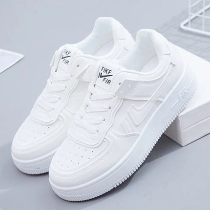 Fashionable Lace-up Flat Casual Shoes Comfortable Thick-soled Running Sneakers Round-toe Breathable/Wear-resistant Running Shoes