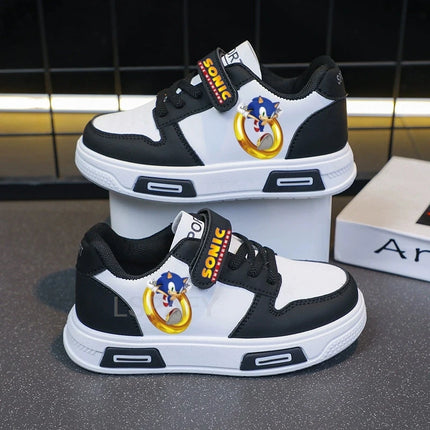 Anime Sonic Tennis Shoes Kawaii Sonic Sport Shoes Cartoon Sonic White Basket Shoes 4-12 Y Sonic Casual Sneakers Size 21-37