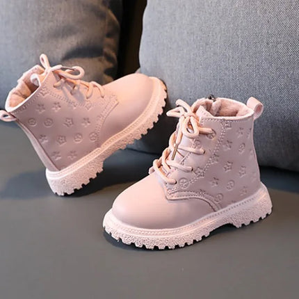 Bota Kid Boots Kid Fashion Boots Autumn Winter Boys British Plush Short Boot Girl Ankle Boots French Boy/ Girls Boot Kid Shoes