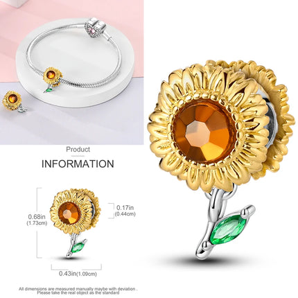 New 925 Sterling Silver Charms Beads Sunflower Flower Daisy Original Charm Pendant Fit Charm Bracelets DIY Jewelry Birthday Gift