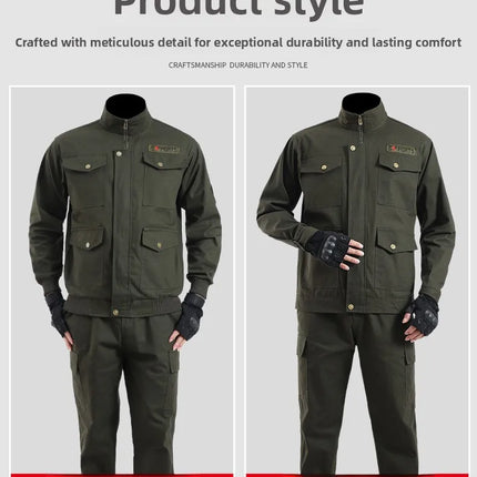 Thickened Work Uniform Set for Men Spring Autumn Auto Repair Welding Heat Resistant Wearable Labor Protection Clothing for Co...