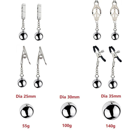 Heavy Nipple Clamp Clips Weight Slave Stimulator Metal Nipple Clips With Ball Weight Breast Bondage Restraint Sex Toy Woman
