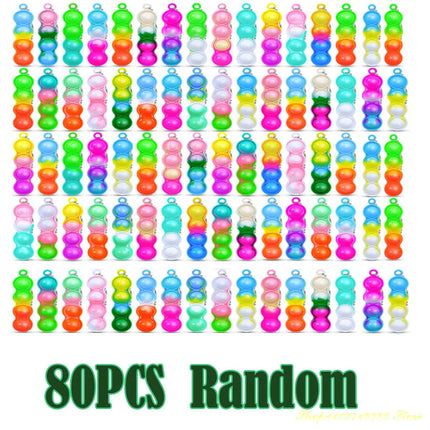 10/30/80PCS for Kids Adult Bulk Pop Keychain Sensory Fidget Toys Bubble Stress Relief Toys Party Favors Classroom Students Gifts
