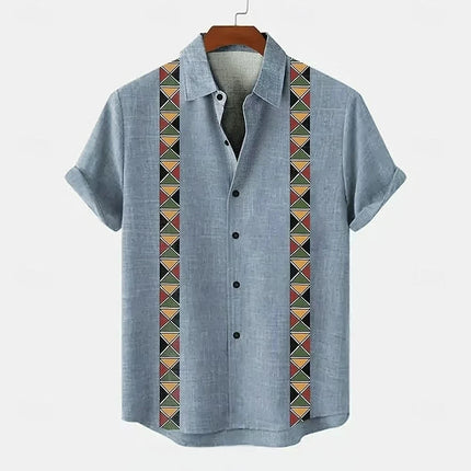 Men's High-Quality Linen Short-Sleeved Shirt Hawaii 3D Printed Collar Vacation Casual Style Loose Breathable Fit