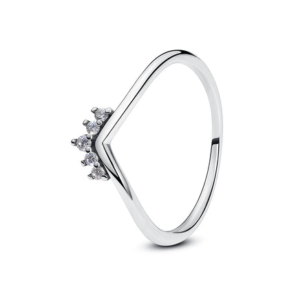 925 Sterling Silver Rings For Women Original Crown Love Heart Wishbone Engagement Wedding Rose Gold Crystal Ring Luxury Jewelry