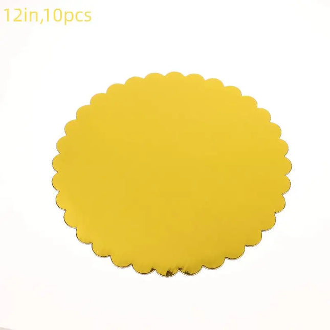 10 Pcs Cake Boards With White Golden Cake Rings, Cardboard With 6/8/10/12 Inch Cake Base, Suitable For Baking Cakes