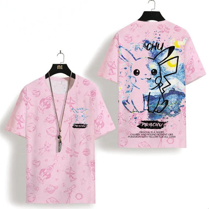Pokemon Summer Cartoon Fashion 3d Print T-shirt Kids Clothes Boys Pikachu T-shirts Harajuku Men Women Tops Cute Girls Clothing