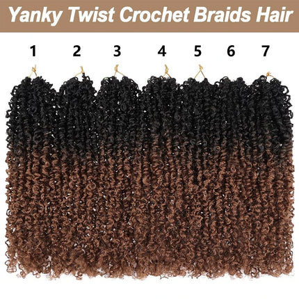 7 Packs Pre-looped Yanky Twist Crochet Braids Hair Synthetic Natural Black Pre-twisted Passion Twist Boho Crochet Braid Hair