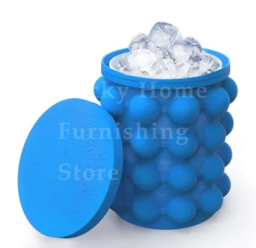 2-in-1 Portable Silicone Ice Cube Maker Cylinder Mold Ice Bucket with Lid Space Saving Wine Whiskey Chiller Bar Kitchen Gadgets
